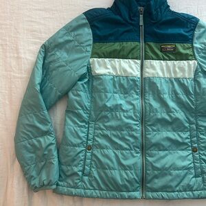 L.L. Bean Women’s Teal Color-block Quilted Jacket